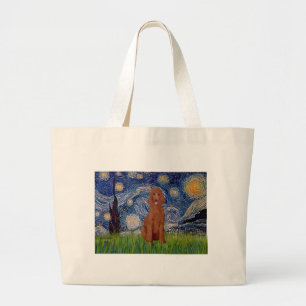 Grand Tote Bag Nuit étoilée - Caniche standard rouge foncé #1