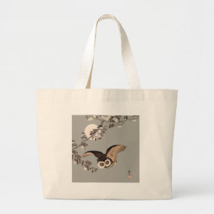 Grand Tote Bag Nuit Japonaise Chouette Lune Bois Coupe Flying Nig