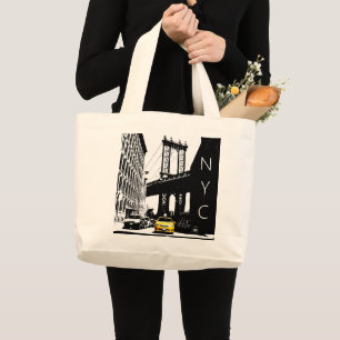 Grand Tote Bag Nyc Brooklyn Taxi jaune Nyc New York City