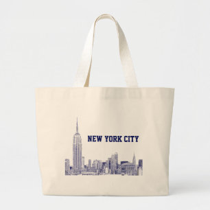 Grand Tote Bag NYC Skyline Etched 01 Blue