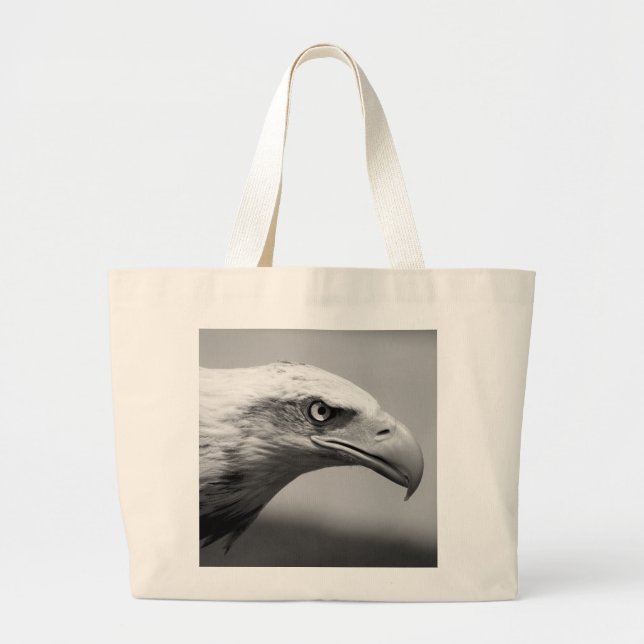 Grand Tote Bag Oeil d'aigle noir et blanc (Devant)