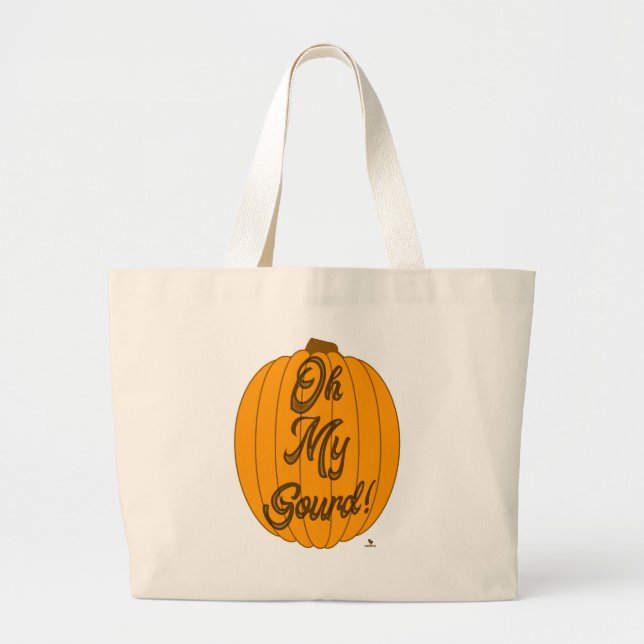 Grand Tote Bag Oh My Gourd Fall Citrouille Dessin Moto (Devant)