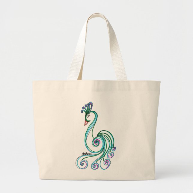 Grand Tote Bag Oiseau de fantaisie (Devant)