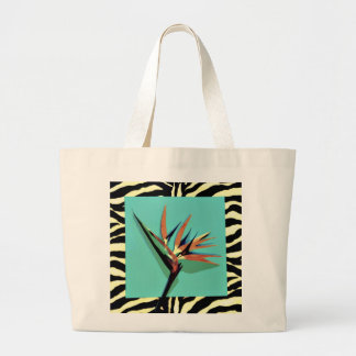 Grand Tote Bag Oiseau de l'éléphant Fourre-tout d'Aqua/zèbre de
