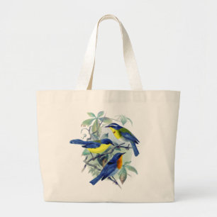 Grand Tote Bag Oiseaux chanteurs floraux vintages habillement et