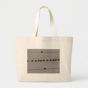 Grand Tote Bag Oiseaux sur le fil