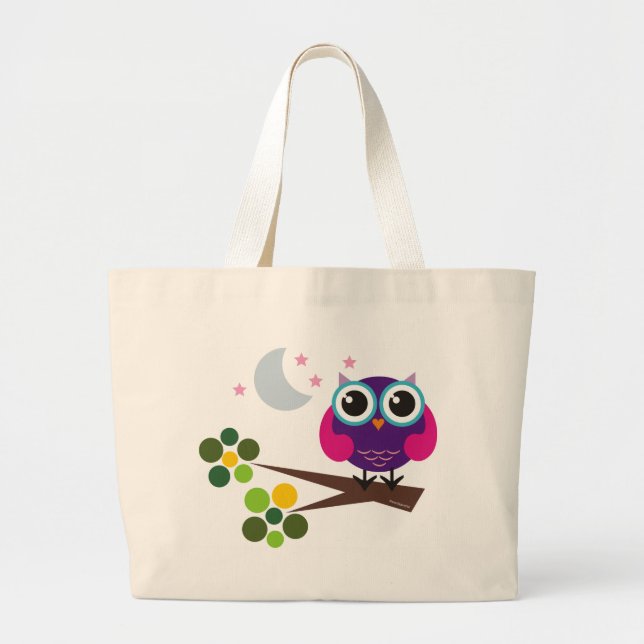 Grand Tote Bag Oliver, le hibou (Devant)