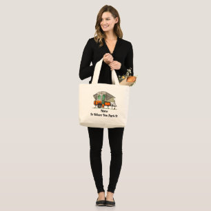 Grand Tote Bag Opus Pop Up Camper RV heureux camper