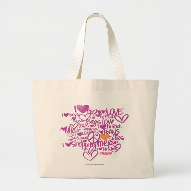 Grand Tote Bag Orange/pourpre de graffiti (Devant)