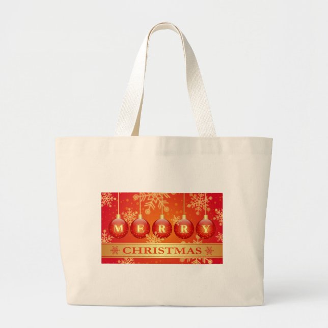 Grand Tote Bag Ornaments rouges (Devant)