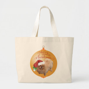 Grand Tote Bag Ornement de Noël Pékinois