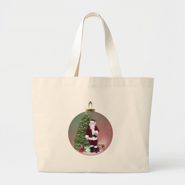 Grand Tote Bag Ornement de Père Noël (Devant)
