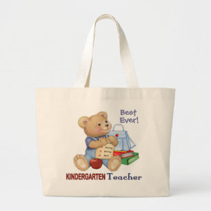 Grand Tote Bag Ours d'école - Enseignant de jardin d'enfants