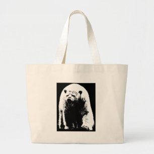 Grand Tote Bag Ours polaire noir et blanc Pop Art
