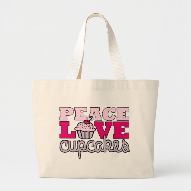Grand Tote Bag Paix, amour et petits gâteaux ! (Devant)