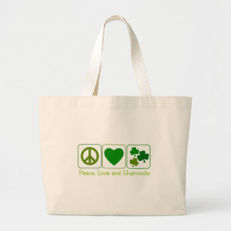 Grand Tote Bag Paix, amour et shamrocks
