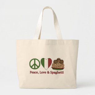 Grand Tote Bag Paix, amour et spaghetti