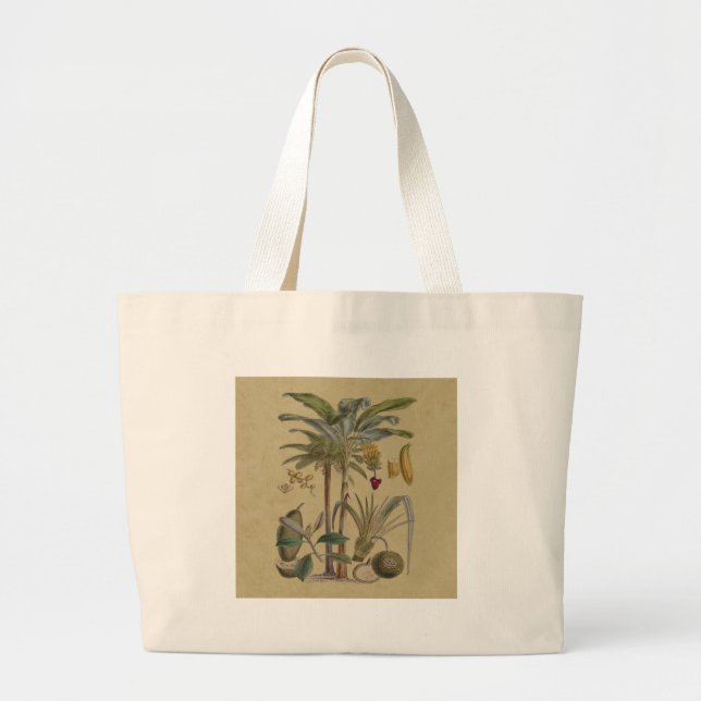 Grand Tote Bag Palm Antique Fruit Tropical Art Botanique (Devant)