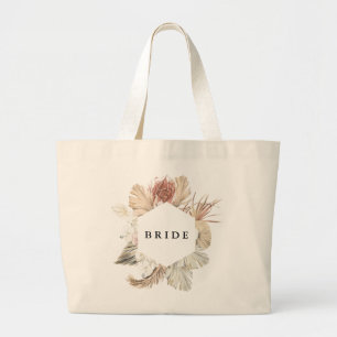 Grand Tote Bag Pampas de brigade séché herbe Tropical Floral