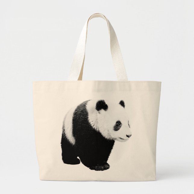 Grand Tote Bag Panda noir et blanc (Devant)