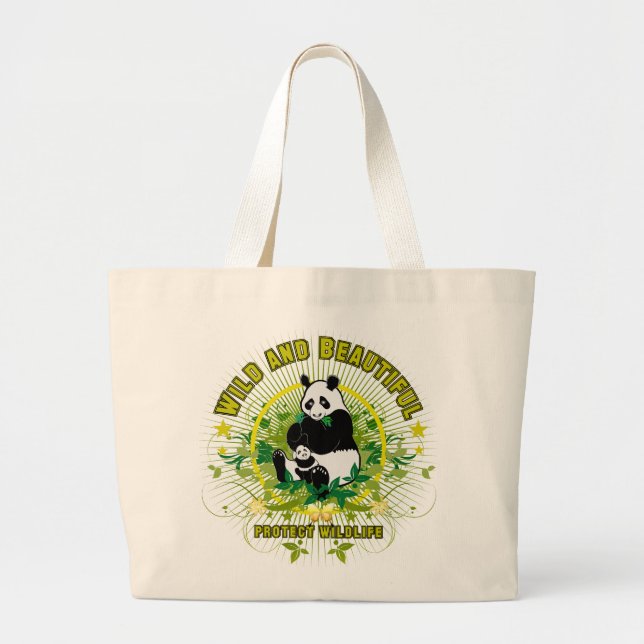 Grand Tote Bag Panda sauvage et beau (Devant)