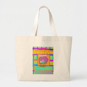 Grand Tote Bag Panier de Pâques et d'Oeufs inspirés de l'Afrique 