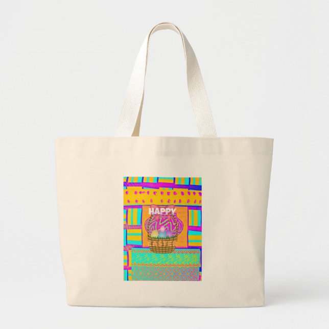 Grand Tote Bag Panier de Pâques et d'Oeufs inspirés de l'Afrique  (Devant)