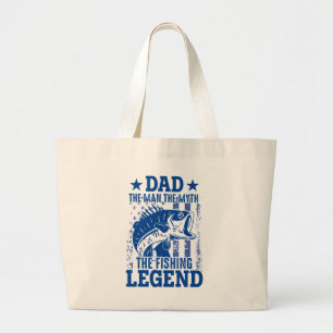 Grand Tote Bag Papa - L'Homme, Le Mythe, La Légende De La Pêche
