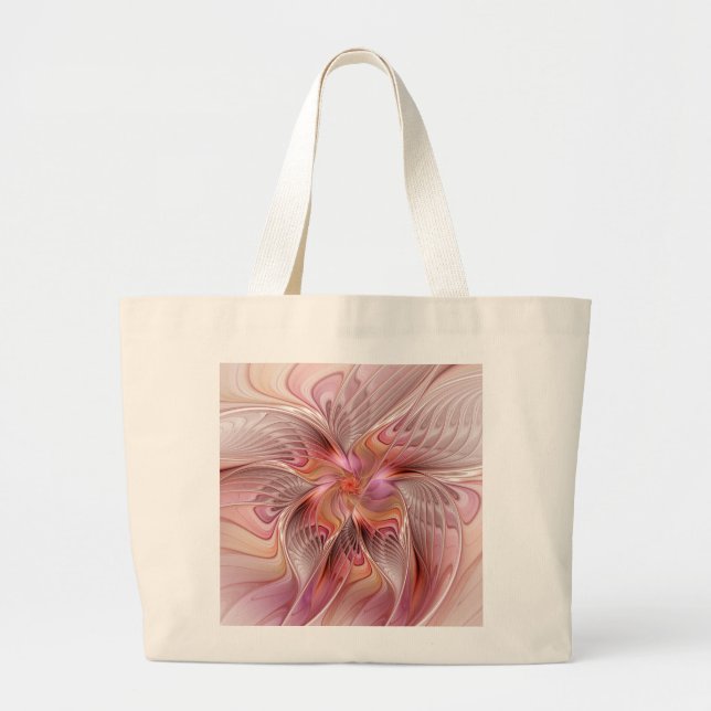 Grand Tote Bag Papillon Abstrait coloré Imaginaire Fractal Art (Devant)