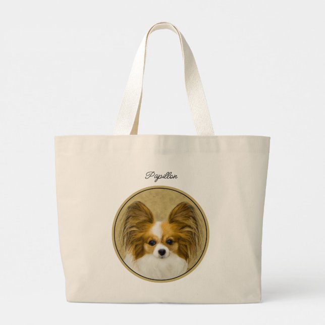 Grand Tote Bag Papillon Peinture citron et blanc Art original chi (Dos)