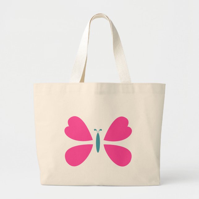 Grand Tote Bag Papillon rose (Devant)