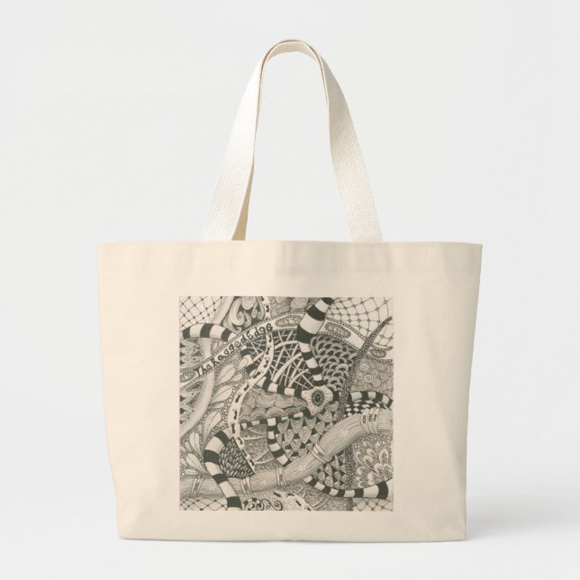 Grand Tote Bag par le bord en lambeaux (Devant)