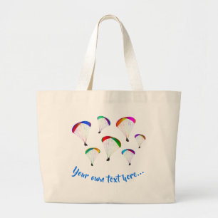 Grand Tote Bag Parapente colorée / Parachutes + Votre texte sur u