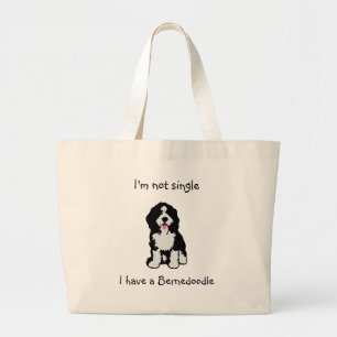 Grand Tote Bag Pas célibataire j'ai un Bernedoodle