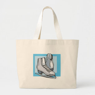 Grand Tote Bag patins à glace blancs graphique