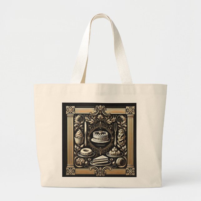 Grand Tote Bag Pâtisseries et boulangeries de luxe de style vinta (Devant)