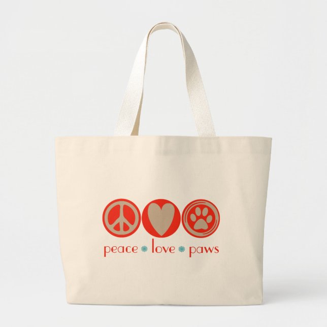 Grand Tote Bag Pattes d'amour de paix (Devant)