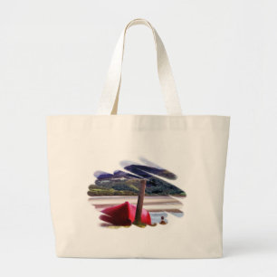 GRAND TOTE BAG PAYSAGE DE BATEAU ET DE MONTAGNE