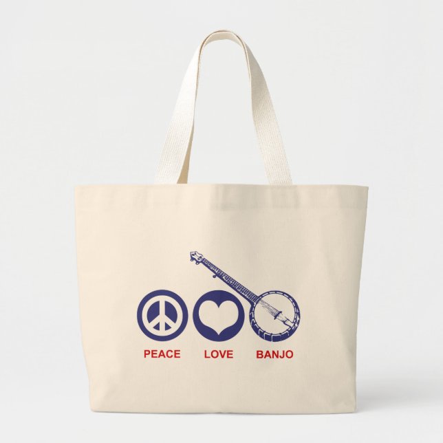 Grand Tote Bag Peace Love Banjo (Devant)