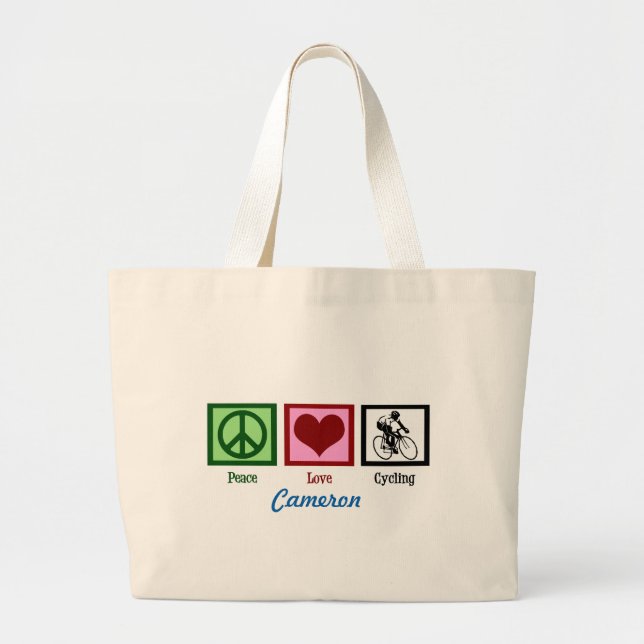 Grand Tote Bag Peace Love Cycling (Devant)