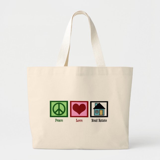 Grand Tote Bag Peace Love Immobilier (Devant)