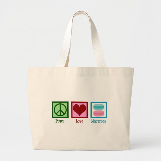 Grand Tote Bag Peace Love Macarons Cute Macaron Bakery (Devant)