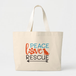 Grand Tote Bag Peace Love Secourt Chiens