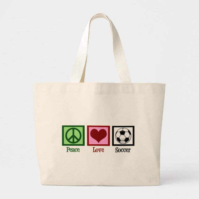 Grand Tote Bag Peace Love Soccer (Devant)