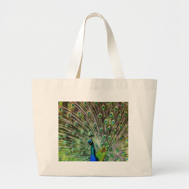 Grand Tote Bag Peacock étonnant et plumes accessoires photo (Devant)