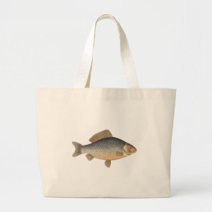 Grand Tote Bag Pêche à la carpe peinture à l'eau douce
