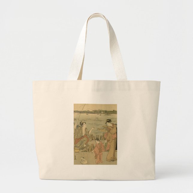 Grand Tote Bag Pêcheurs Japonais (Devant)