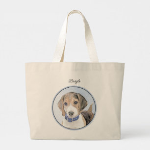 Grand Tote Bag Peinture anglaise Beagle Tri Tricolore Chien Migno