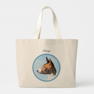 Grand Tote Bag Peinture Basenji Châtaignier Rouge Brindle mignon