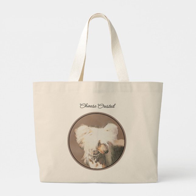 Grand Tote Bag Peinture Chinoise sans cheveux peint art original  (Dos)